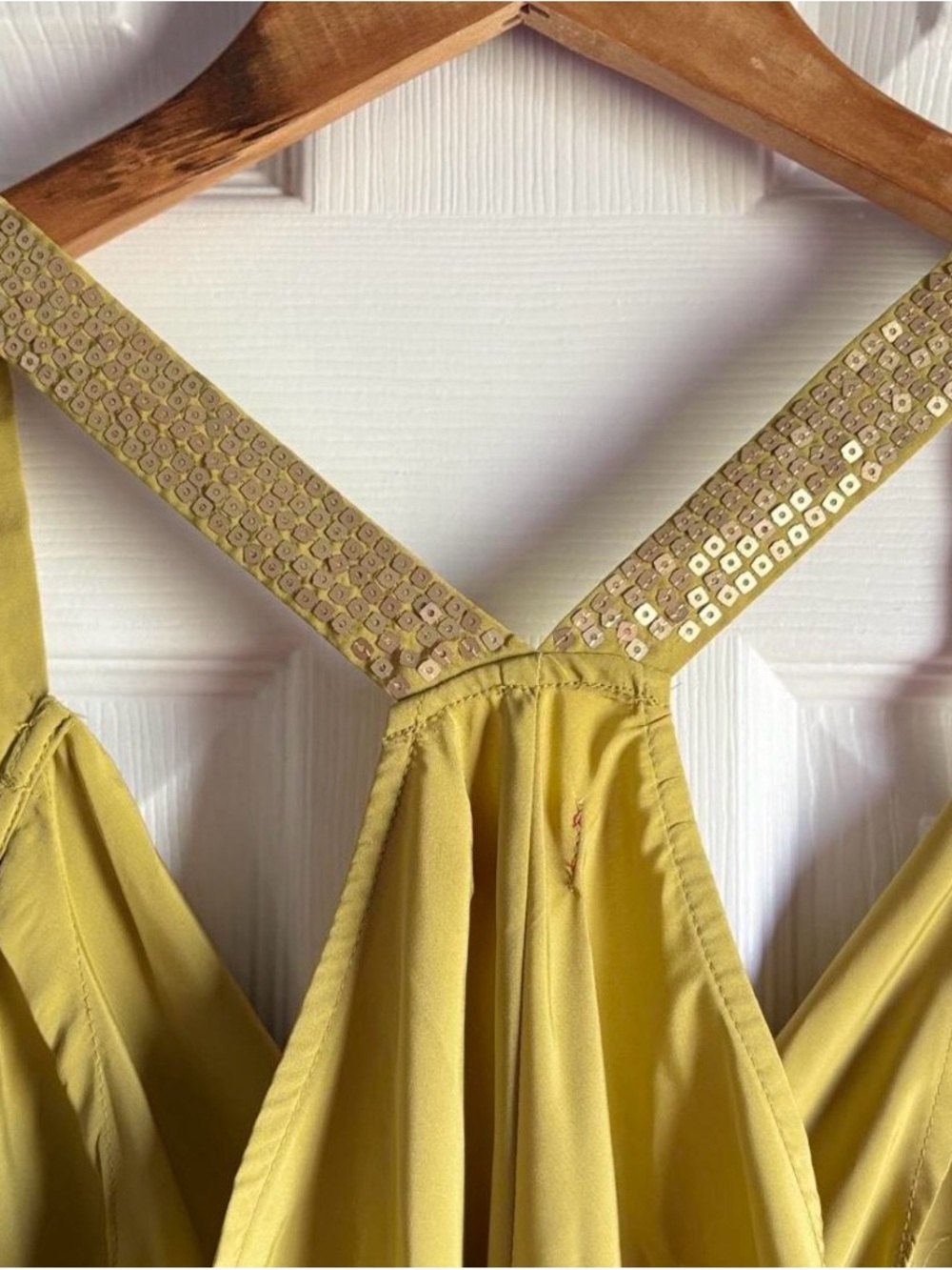 Elle Chartreuse Fairy Satin Tank with Sequin Straps - Picture 5 of 7